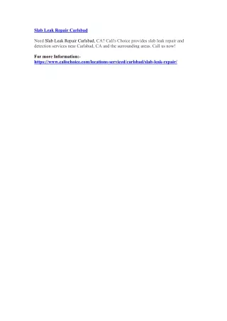 slab leak repair carlsbad