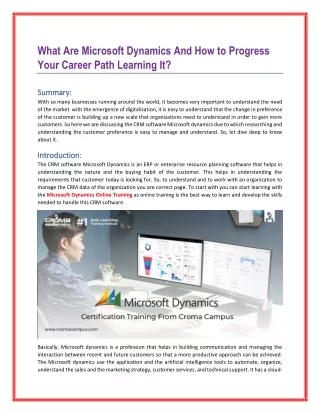 what are microsoft dynamics and how to progress