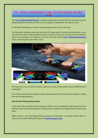 9 in 1 push up rack board to take your exercising