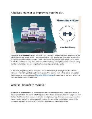 Pharmalite XS Keto Reviews {USA} – Get Superb Health Results In Pharmalite XS Keto !