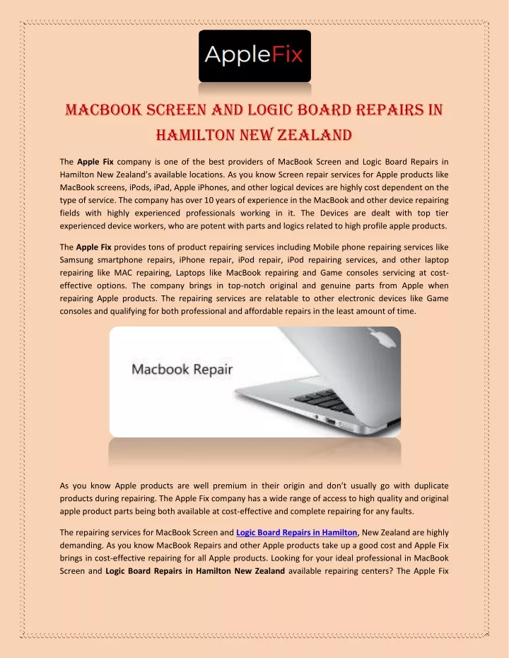 macbook screen and logic board repairs