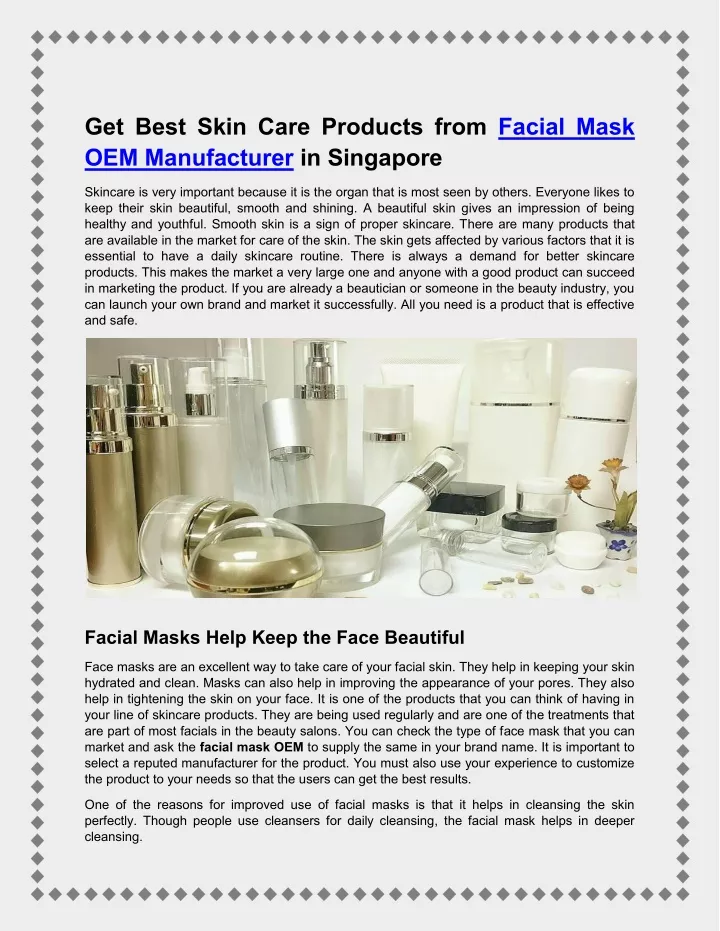 get best skin care products from facial mask