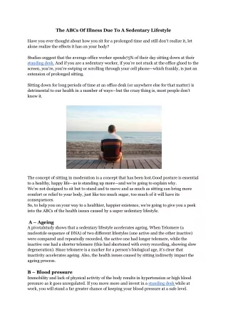 the abcs of illness due to a sedentary lifestyle