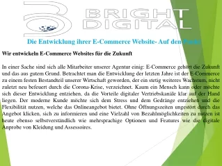 die entwicklung ihrer e commerce website