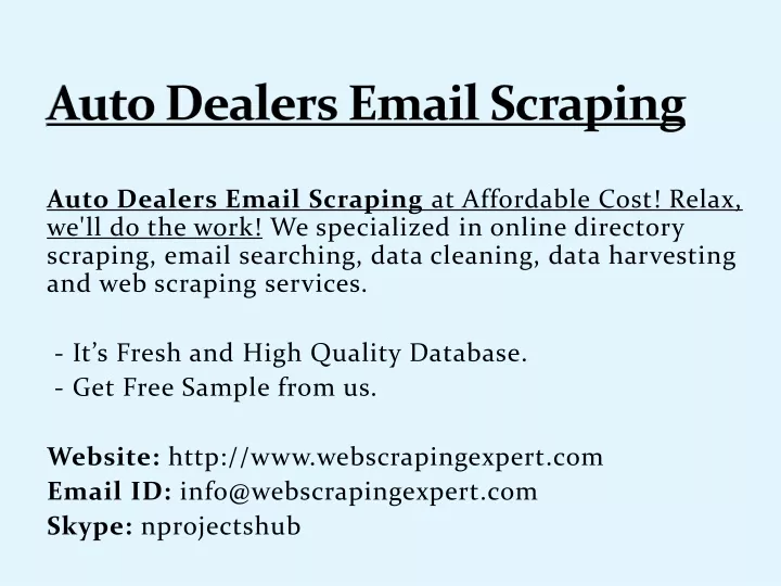 auto dealers email scraping