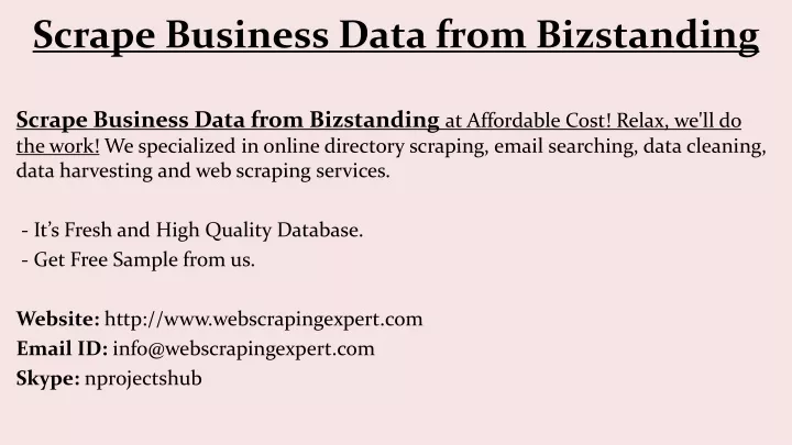 scrape business data from bizstanding