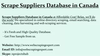 scrape suppliers database in canada