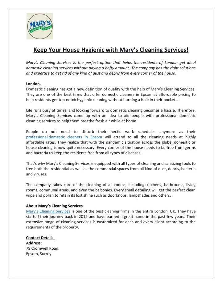 keep your house hygienic with mary s cleaning