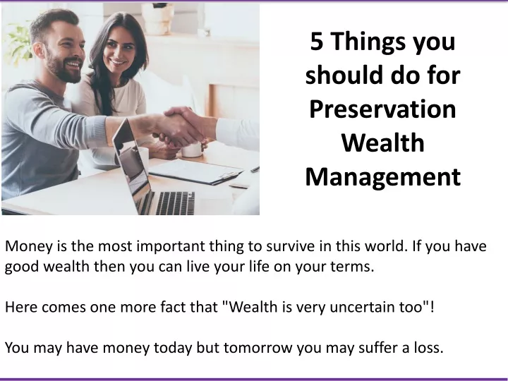 5 things you should do for preservation wealth