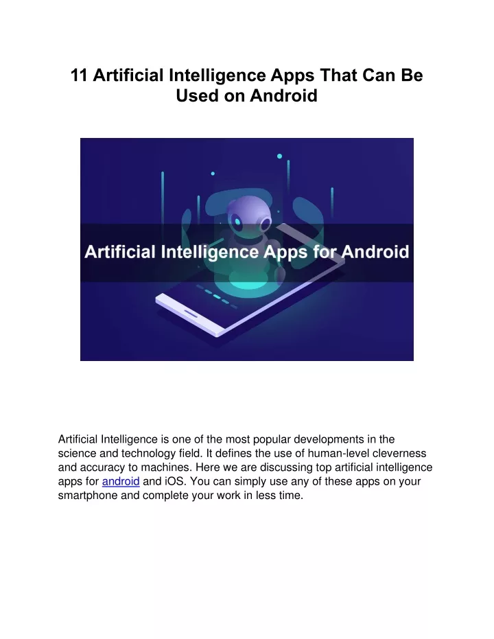 11 artificial intelligence apps that can be used