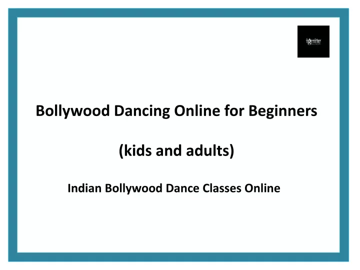 bollywood dancing online for beginners kids