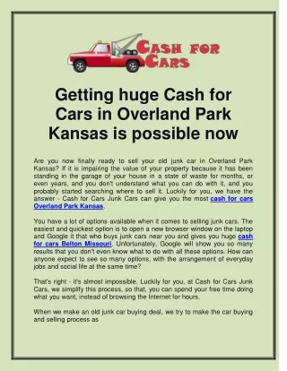 getting huge cash for cars in overland park