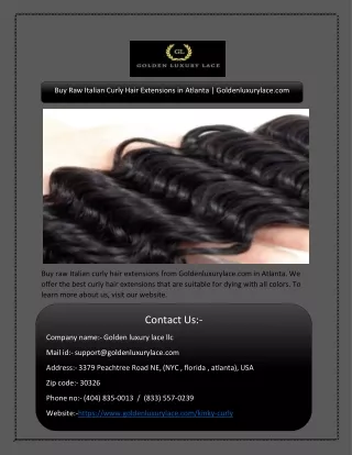 Buy Raw Italian Curly Hair Extensions in Atlanta | Goldenluxurylace.com