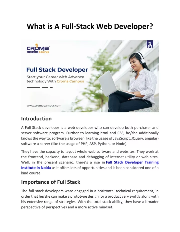 what is a full stack web developer