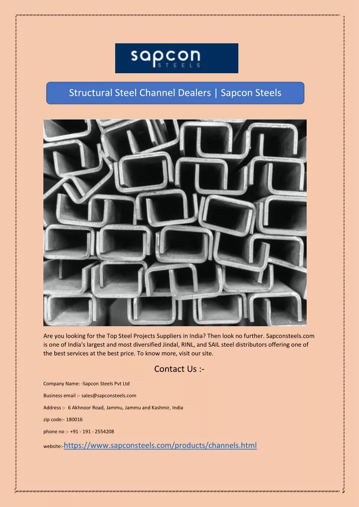 structural steel channel dealers sapcon steels