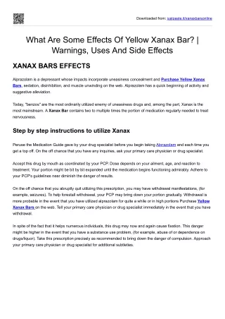 What Are Some Effects Of Yellow Xanax Bar? | Warnings, Uses And Side Effects