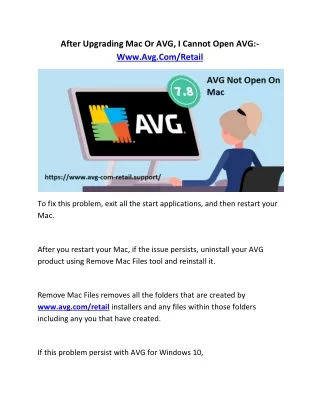 after upgrading mac or avg i cannot open