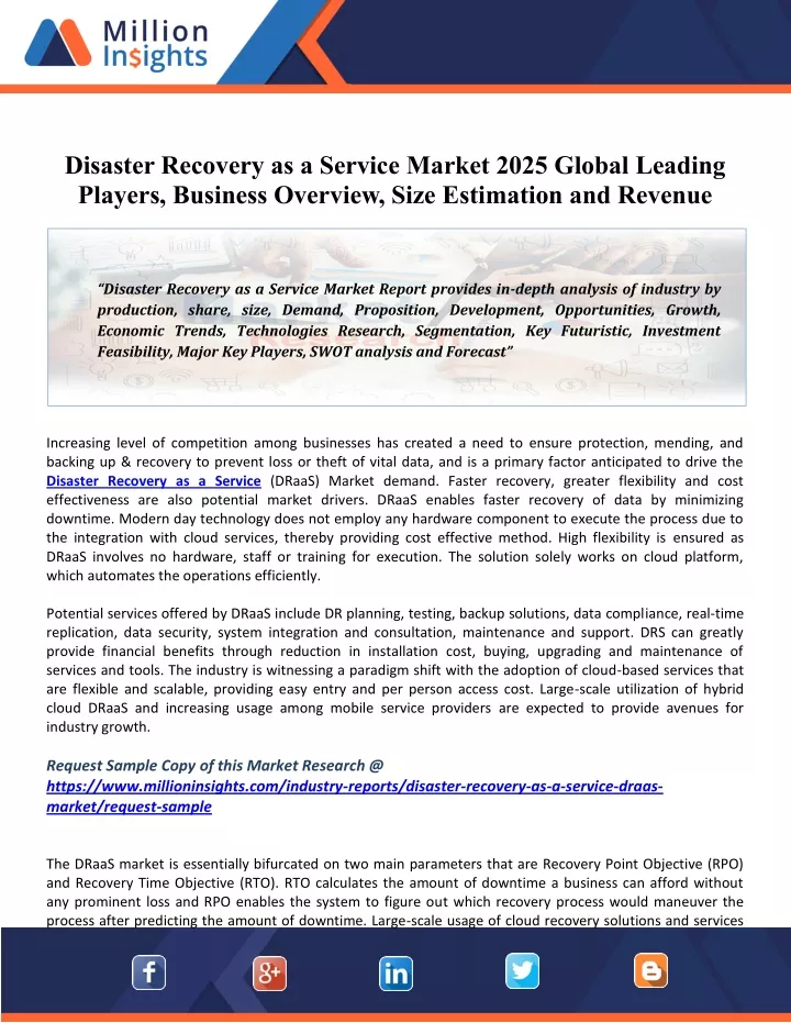 disaster recovery as a service market 2025 global