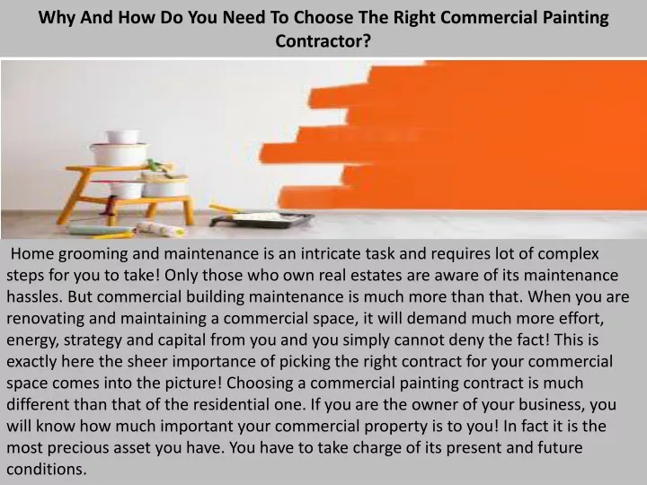 why and how do you need to choose the right commercial painting contractor