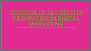 purpose of seo and its promotion in digital marketing