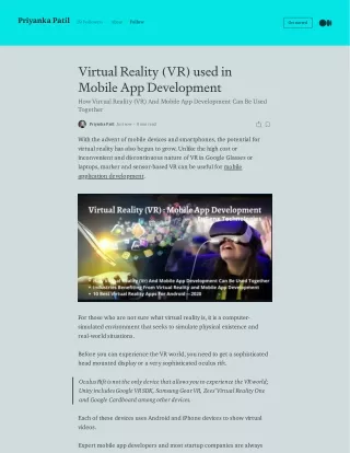Virtual reality (vr) used in mobile app development