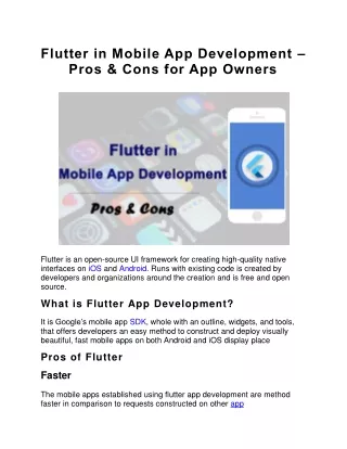 Flutter in Mobile App Development – Pros & Cons for App Owners