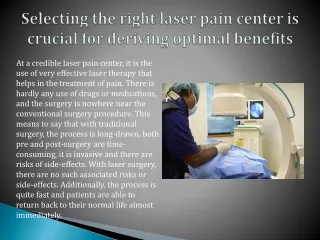 Selecting the right laser pain center is crucial for deriving optimal benefits