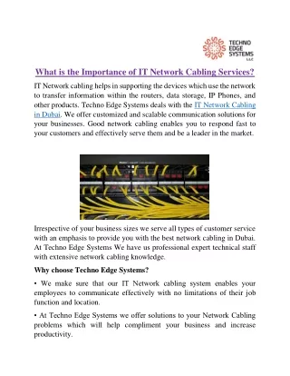 what is the importance of it network cabling