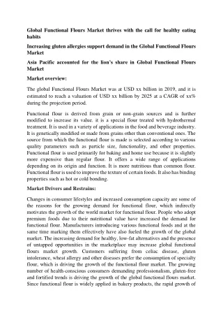 global functional flours market thrives with