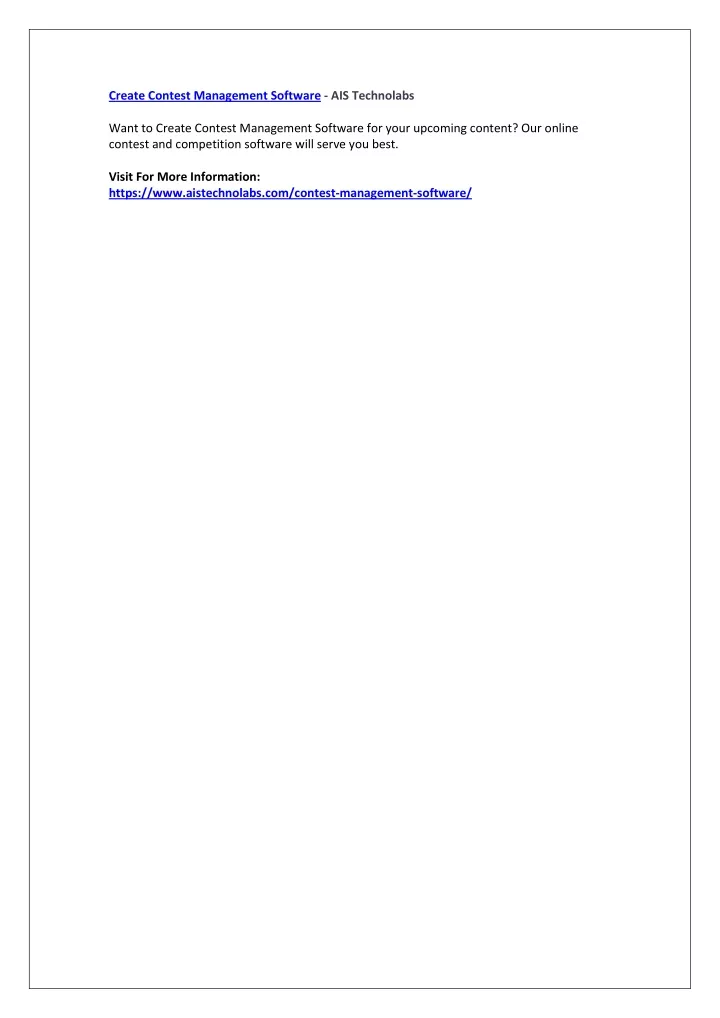 create contest management software ais technolabs