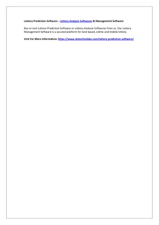 lottery prediction software lottery analysis