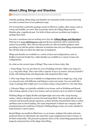 about lifting slings and shackles