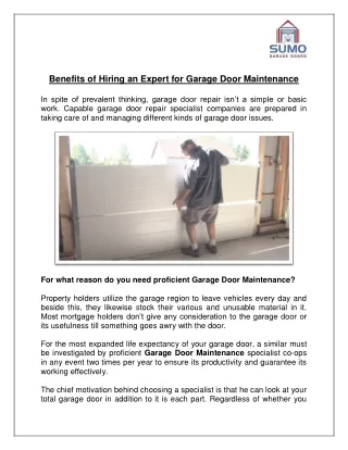 Benefits of Hiring an Expert for Garage Door Maintenance