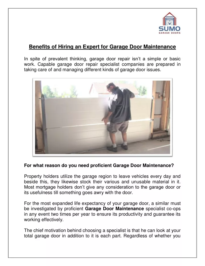 benefits of hiring an expert for garage door