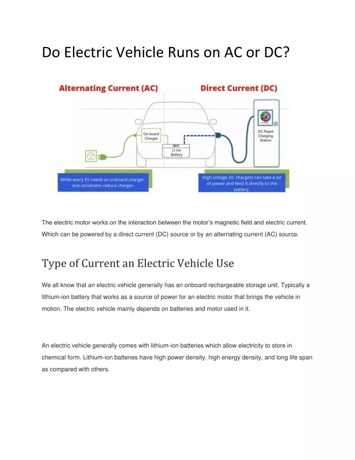 do electric vehicle runs on ac or dc