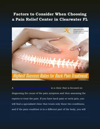 Factors to Consider When Choosing a Pain Relief Center in Clearwater FL