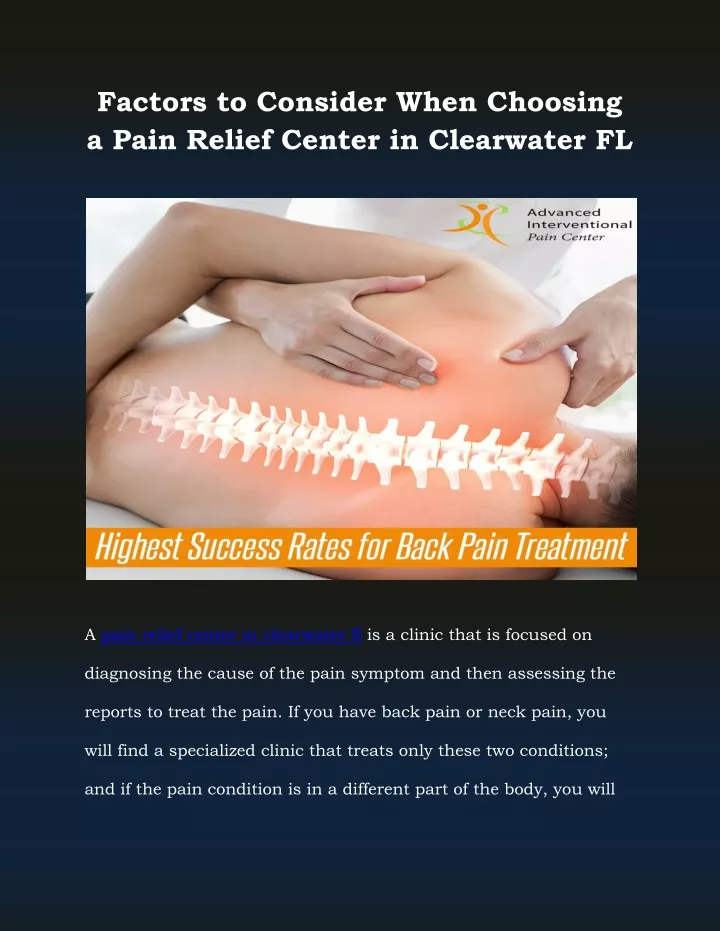 factors to consider when choosing a pain relief