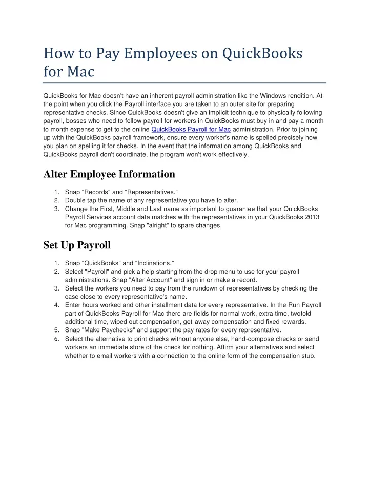 how to pay employees on quickbooks for mac