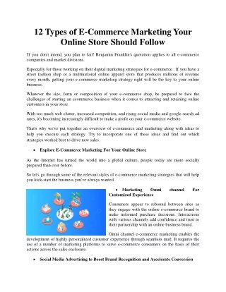 12 types of e commerce marketing your online