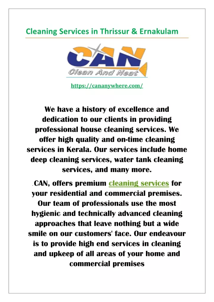 cleaning services in thrissur ernakulam