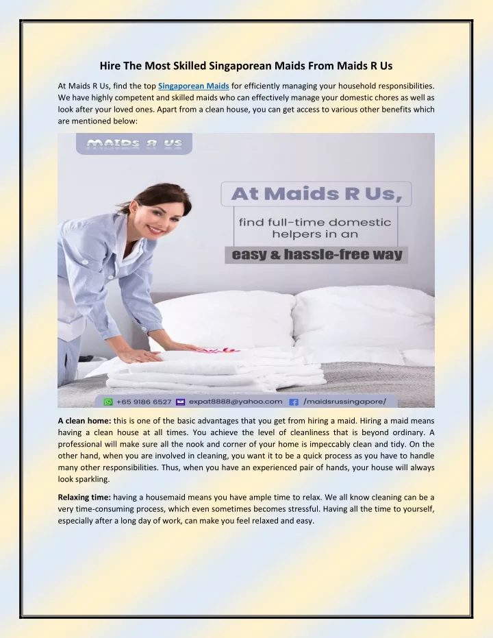 hire the most skilled singaporean maids from