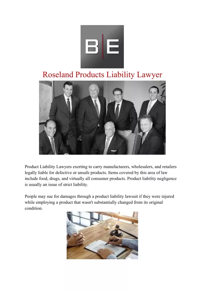 roseland products liability lawyer