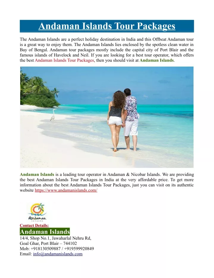 andaman islands tour packages