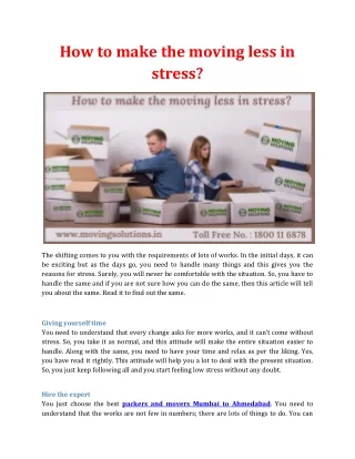 how to make the moving less in stress