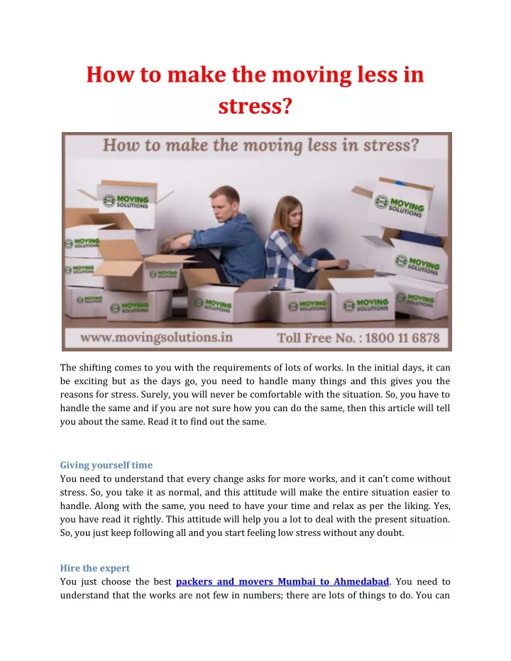 how to make the moving less in stress