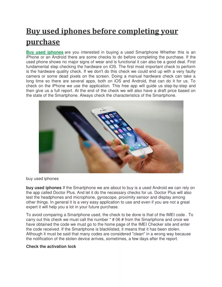 buy used iphones before completing your purchase