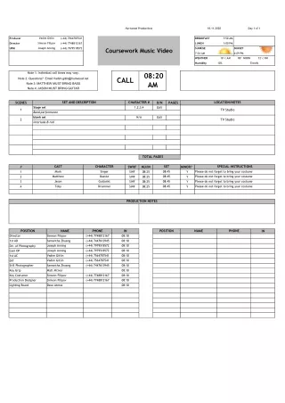 Call Sheet