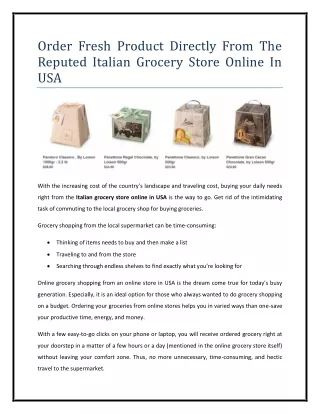 Order Fresh Product Directly From The Reputed Italian Grocery Store Online In USA