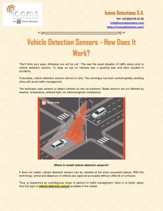 Vehicle Detection Sensors