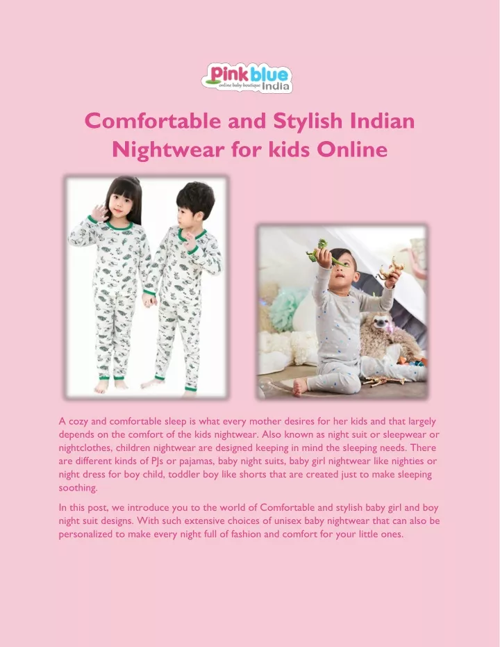 comfortable and stylish indian nightwear for kids